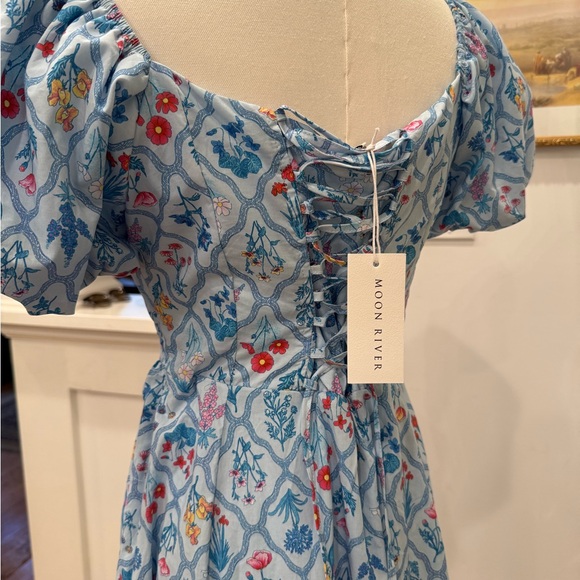 Blue Floral Corset Dress - Picture 3 of 3